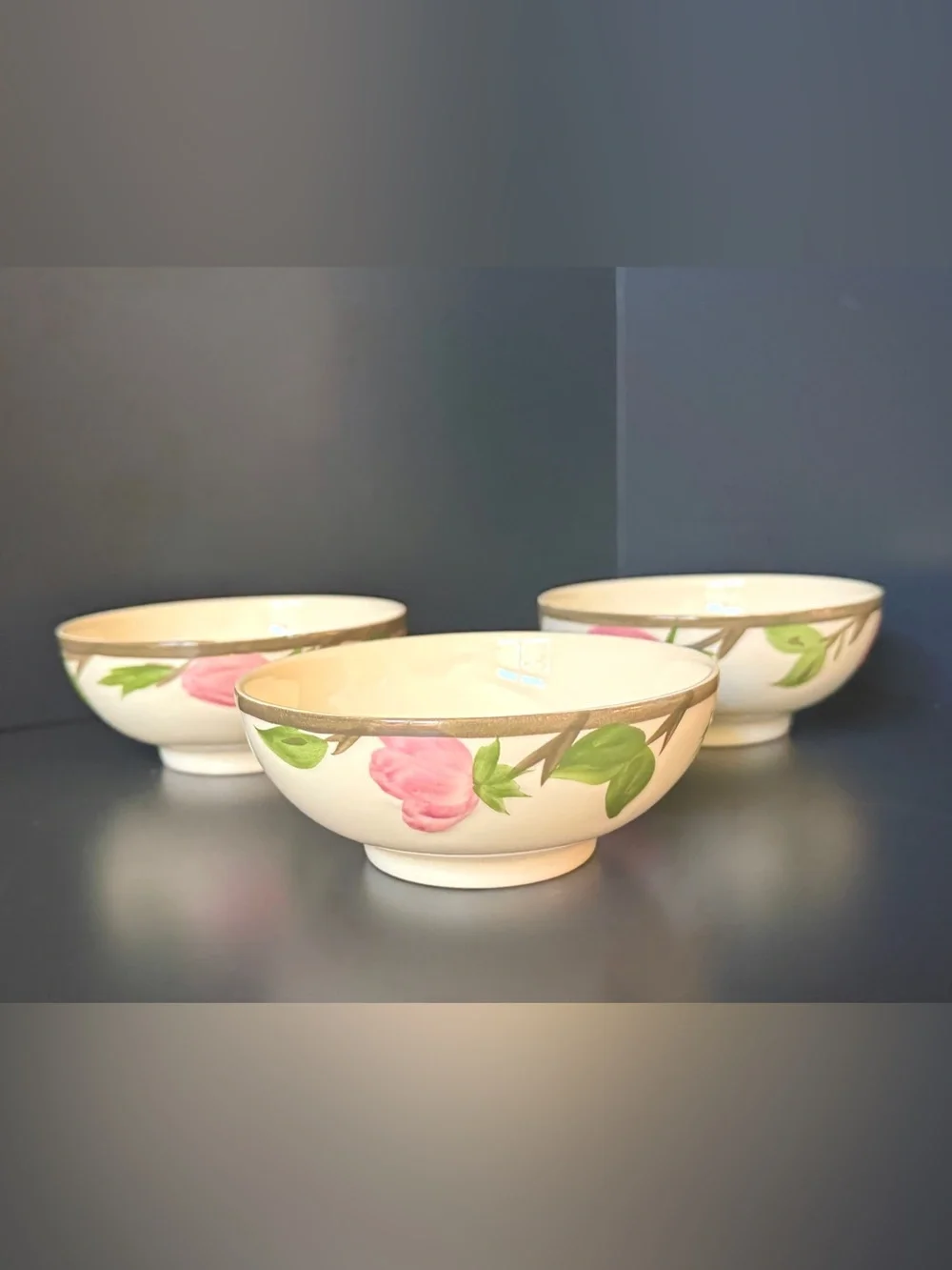 Vintage Franciscan Desert Rose Oatmeal Cereal Bowls Set of 3 England 5.5”